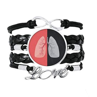 Imagem de OFFbb-USA Logotipo Comparação de Pulmões Art Deco, Presente Fashion Pulseira Amor Acessório de Couro Trançado Pulseira Pulseira Presente