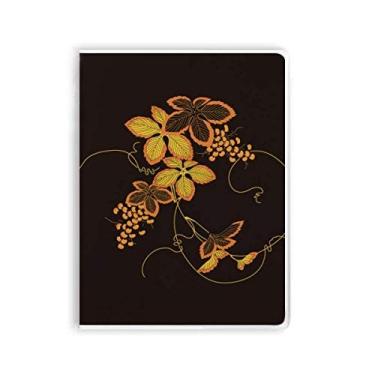 Imagem de Caderno de flores marrons japonesas, capa de chiclete, capa macia