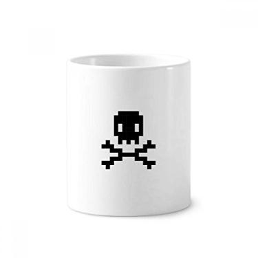 Imagem de Summer Sail Priate Perigo Crânio Pixel Escova de Dentes Suporte Caneca, Suporte de Cerâmica