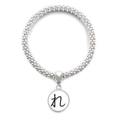 Imagem de DIYthinker Pulseira Japonesa Hiragana com Pingente Redondo e Pingente de Prata