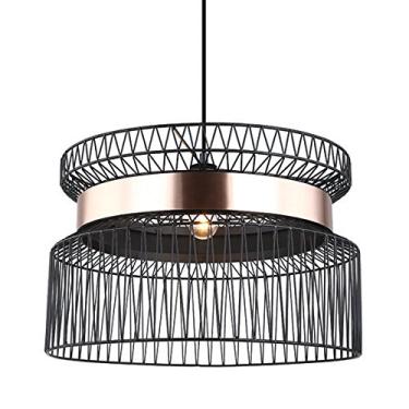 Imagem de Pendente Aramado Em Metal Na Cor Preta, Com Detalhes Em Acetato Na Cor Cobre, Com Soquete 1xe27, Com Potencia Maxima De 40w, Medindo Ø45x30cm New Line 110v