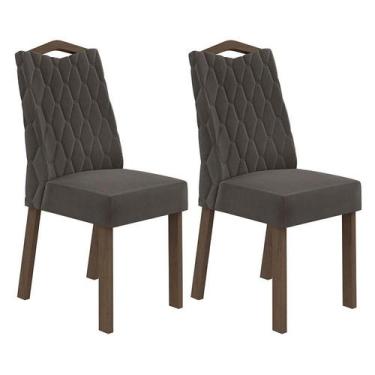 Imagem de Conjunto 2 Cadeiras Vênus Imbuia/Veludo Marrom - Móveis Lopas