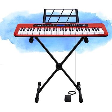 Imagem de Kit Teclado Musical Iniciante Kobe KB-300 5/8 61 Teclas com Sensibilidade ao Toque com Pedal Sustain e Suporte em X