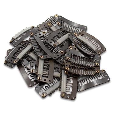 Imagem de 30 Presilhas Tic Tac Marrom para Aplicação de Aplique Alongamento Castanho