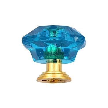 Imagem de Puxadores de móveis de diamante de cristal acrílico 26 mm Coloridos Puxadores de armário de cozinha Preto Puxadores de gaveta Móveis de puxador de porta Hardwar, ouro azul