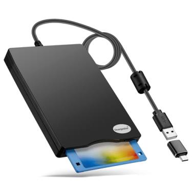 Imagem de Leitor de disquete, unidade de disquete USB externa tipo A/C de 3,5 polegadas 1,44 MB para PC, laptop e desktop, compatível com Windows 11/10/8/7/2000/XP, não compatível com Mac e Chrome, preto