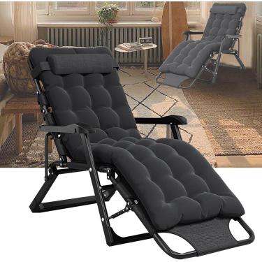 Imagem de Cadeira acolchoada de gravidade zero, cadeira de pátio totalmente acolchoada, poltrona reclinável dobrável, cadeira externa de gravidade zero reclinável, cadeira de pátio externa interna com