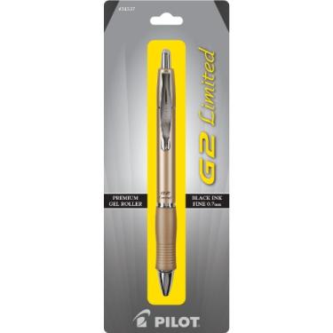 Imagem de PILOT Caneta esferográfica G2 Limited recarregável e retrátil, ponta fina, corpo dourado, tinta preta, caneta única (31537)