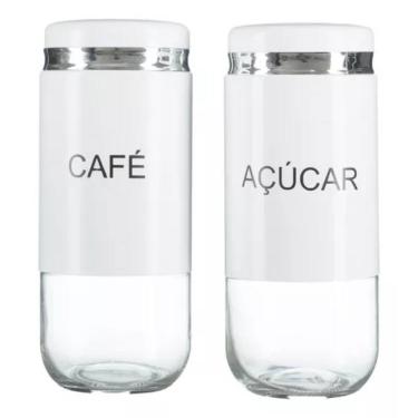 Imagem de Porta Mantimentos Açúcar e Café Organizador 2 Potes Vidro