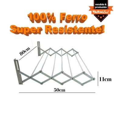 Imagem de Varal de Parede Retrátil Aço Sanfonado - 80cm