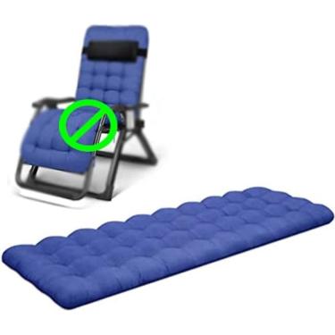 Imagem de Espreguiçadeiras ao ar livre Espreguiçadeiras Cadeiras de gravidade zero Cadeira espreguiçadeira ajustável com suporte para copos, preta, suporta mais de 440 libras/200 kg, almofada azul x1