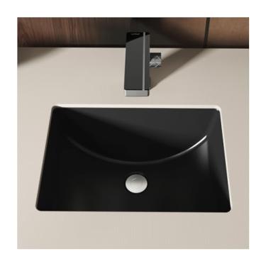 Imagem de MEJE #202H – Pia de banheiro retangular de 45,7 cm, pia de cerâmica de porcelana, preto...