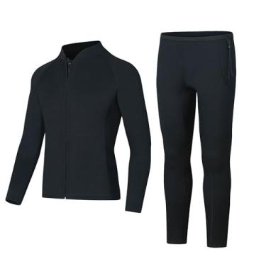 Imagem de Bestgift Fato de mergulho dividido 3 mm manga comprida calça comprida proteção solar surf snorkeling roupa de natação preto 2GG