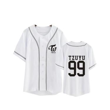 Imagem de DHSPKN Camiseta de beisebol Kpop Twice Tzuyu Mina Momo Sana gola V Hip-Hop
