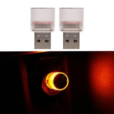 Imagem de Lâmpada de LED USB para ambiente interior de carro, luz noturna mini luz de decoração LED, mini luzes USB universais para decoração de carro, mini luz LED USB adequada para carros, quartos (amarelo-2