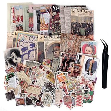 Imagem de TIYPKE 200 peças de adesivos fofos para diário – papel vintage para scrapbook, estética, pessoas, washi, kit de suprimentos para balas, agendas de lixo, kit de materiais para scrapbooking, adesivos de