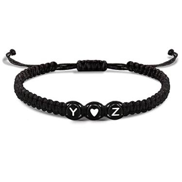 Imagem de Pulseiras iniciais para mulheres pulseiras masculinas presentes para namorada namorado letras pulseiras eu te amo presentes para ela melhor amigo presente de aniversário jóias de natal, Metal, Sem pedras preciosas