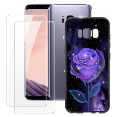 Imagem de MILEGOO Capa para Samsung Galaxy S8 + 2 peças protetoras de tela de vidro temperado, capa ultrafina de silicone TPU macio à prova de choque para Samsung Galaxy S8 (5,8 polegadas) rosa