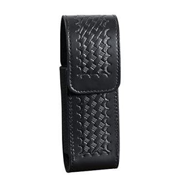 Imagem de Suporte de torniquete de couro para cinto de serviço, trama de cesta de couro preto com encaixe oculto