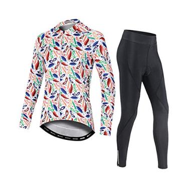 Imagem de Camisetas femininas de ciclismo - camisa de ciclismo de manga comprida e ternos, além de veludo, manter quente, branco, P