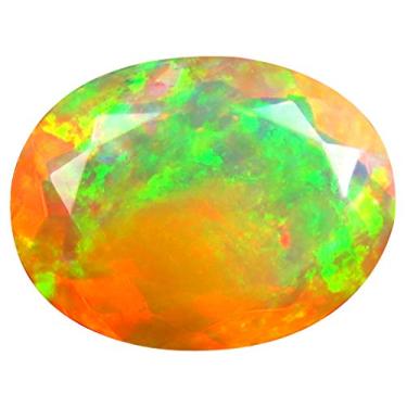 Imagem de Corte oval de qualidade de pedra de qualidade de pedra de grau AAA+ 3,04 ct (12 x 9 mm) opala de arco-íris não aquecida genuína e extraída da pedra preciosa solta da Terra