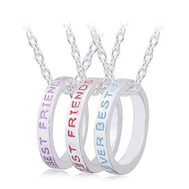 Imagem de coadipress BFF Colares femininos com pingente de amizade Forever and Ever para 3 mulheres com strass e cristal de liga de cristal combinando, Metal, Zircônia cúbica