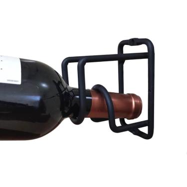 Imagem de Kit 8 Mini Adega Cube para 3 Garrafas de Vinho Parede Espumante Aramada Preta Suporte