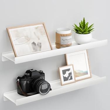 Imagem de dancrul Prateleiras flutuantes para parede, prateleiras montadas na parede com aba para armazenamento, prateleiras de exibição de metal para decoração de casa, cozinha, sala de estar, quarto, banheiro