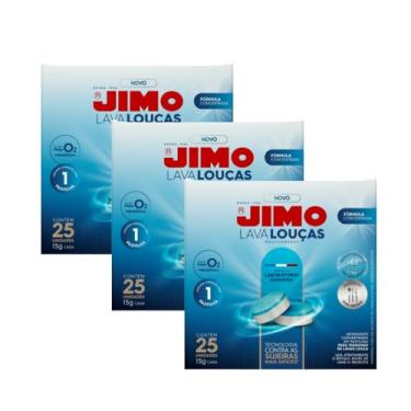 Imagem de Kit 3 Jimo Lava Louça Concentrado Multicamadas 75x15g Máquina Lava Louça Limpa Resíduos Deseinfetante Desengordurante