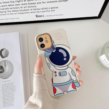 Imagem de Yonds Queen Capa fofa para iPhone 12, design espacial astronauta design elegante para mulheres meninas proteção antiderrapante à prova de choque moda criativa (telescópio branco, iPhone 12)