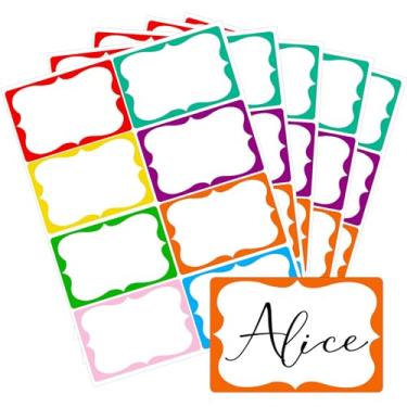 Imagem de Etiquetas de nome coloridas, 200 peças de adesivos de nome de 8 cores para presentes de roupas, 5 x 7 cm, adesivos para escola, escritório, casa, LPK-XMT-CAI