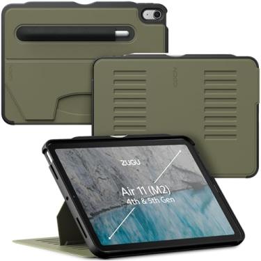 Imagem de ZUGU CASE Para iPad Air 11 (M3 2025 / M2 2024) iPad Air 4 e 5 de 10,9 polegadas (2020/2022) – capa protetora, ultrafina, magnética, com carregamento e armazenamento de Apple Pencil - verde-oliva