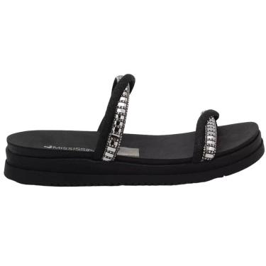 Imagem de Tamanco Feminino FlatForm Casual Dia a Dia com Strass Tiras Trançadas Bico Redondo Mississipi MB301