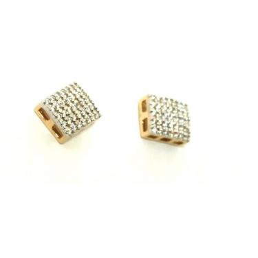 Imagem de Brinco de ouro 18k Quadrado com pedras - Elegancy Joias