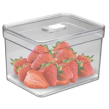 Imagem de Organizador de Geladeira Acrilíco Super Transparente 3.8 Litros Com Bandeja Removivél Livre de BPA