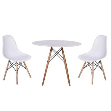 Imagem de kit Mesa Jantar Eiffel 90cm Branca + 2 Cadeiras Charles Eames - Branca