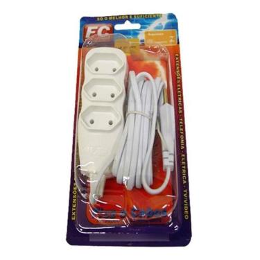 Imagem de kit 2 Extensão Elétrica 05 Metros Tripolar Branca F.c. - fc