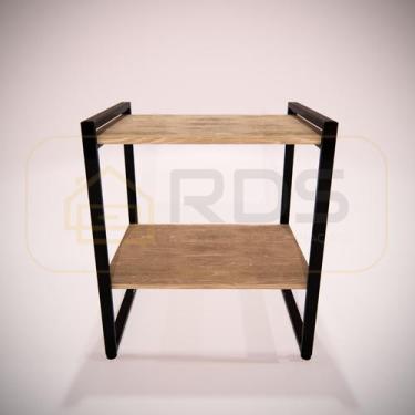 Imagem de Mesa de Cabeceira Bella Estilo Industrial MDP Metal Preto - RDS Metalú