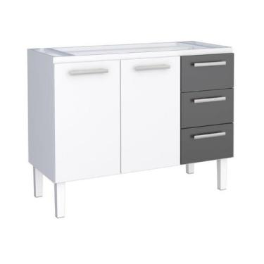 Imagem de Gabinete / Balcão VEN de Cozinha em Aço para Pia de 1.20m 2 Potas + 4 