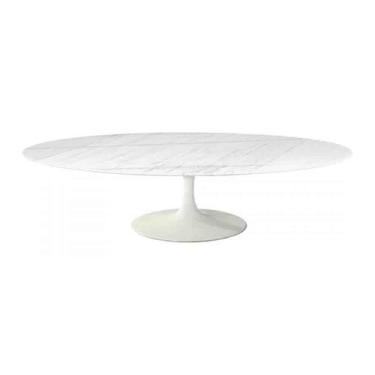 Imagem de Mesa de Centro Saarinen 46cm Oval Espirito Santo 120x80cm - Base Branc