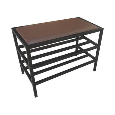 Imagem de Sapateira Banco Estofado Hall De Entrada Estilo Industrial - Moveraço,