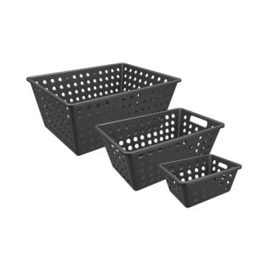 Imagem de Kit Cesta One 3 Peças Preto 99359/2008- Coza