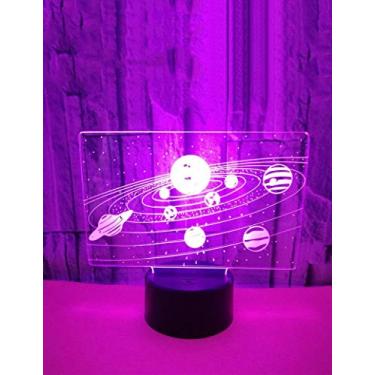 Imagem de Lâmpada holograma de ilusão de galáxia espacial universo, lâmpada de ilusão de ótica 3D, melhor presente de aniversário para amigos (sistema solar)