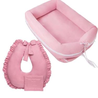 Imagem de Kit Ninho Bercinho Redutor e Almofada Amamentação para Bebe - Zan Baby