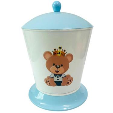 Imagem de Lixeira Infantil para Quarto - Dóia Kids, Ursinho Príncipe/Tampa Azul