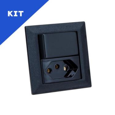 Imagem de Kit Espelho Duplo Chanfrado 2 Interruptores e 2 Tomadas 20A - CONNECT 