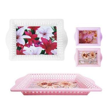 Imagem de Bandeja Decorada Retangular Sortidas Com Borda De Plastico Vazado 35,5