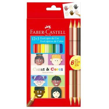 Imagem de Lápis Caras Cores Faber Castell 12 Cores Mais 6 Tons de Pele