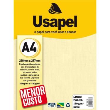 Imagem de Papel a4 linho usapel palha 180g. pacote com 50 - GNA