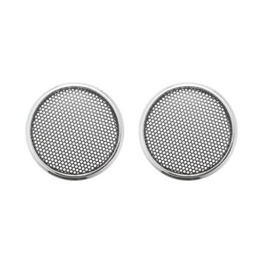 Imagem de ACROPIX Capa universal de grade de alto-falante de carro de 2,5 cm redonda de malha de 2,5 cm caixa protetora de subwoofer para alto-falante de áudio banhado a ferro prateado preto - Pacote com 2